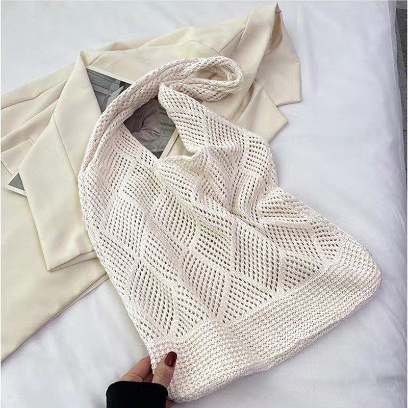 Solid Color Bag Knitted Bags Hollow Woven Bag