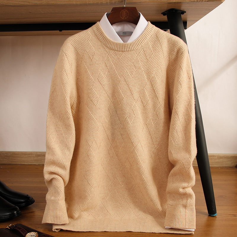 Men's double-strand thick pure wool sweater