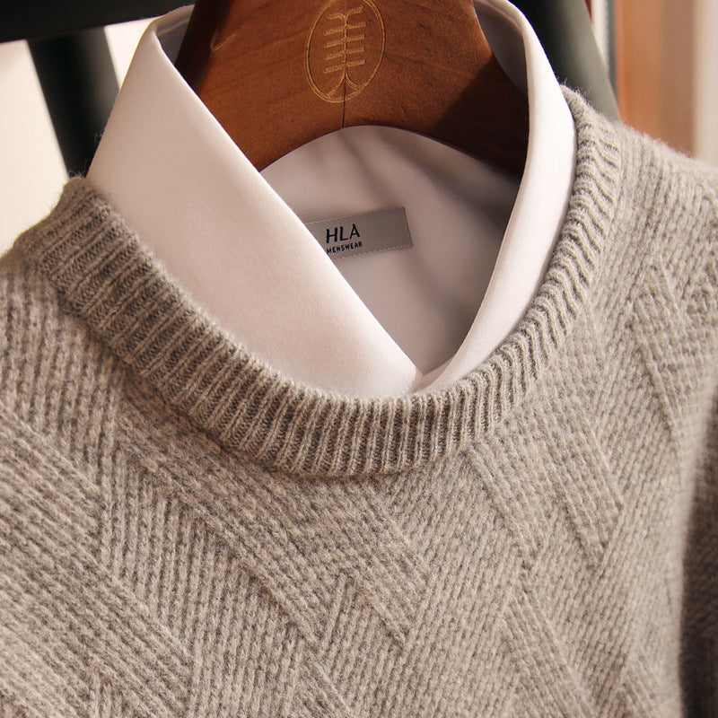 Men's double-strand thick pure wool sweater