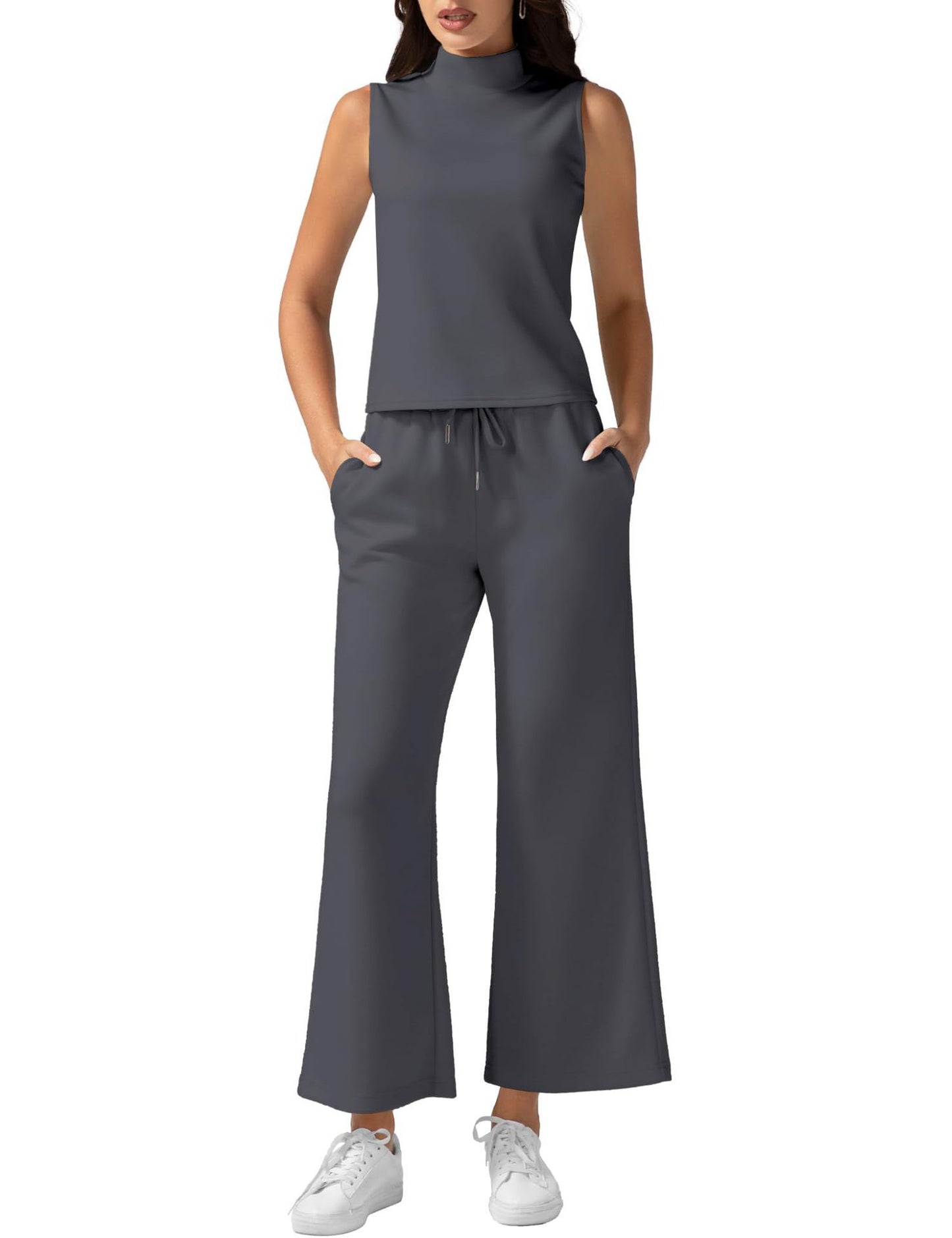 Women's 2-piece Vest Short Wide-leg Pants