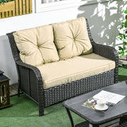 2-Seater Outdoor Sofa w/ 4" Thick Cushions, Outdoor Couch, Beige
