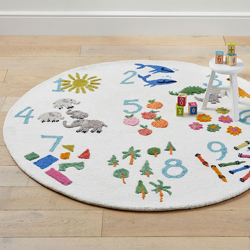 Cartoon Style Children's Room Cashmere Carpet Round