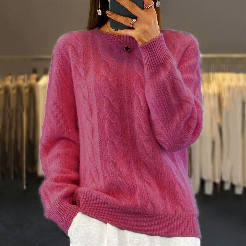 Retro Cable-knit Pullover Sweater