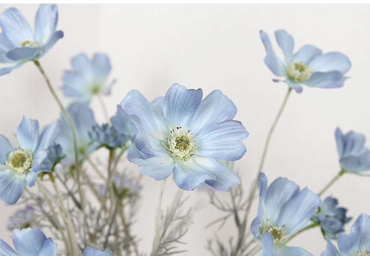 Artificial Flower Cosmos Gray Blue Dining Table Living Room Home Decoration Flower