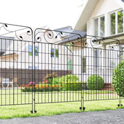 Garden Fence, 4 Pack Steel Fence Panels, 11.5' L x 43" H, Rust-Resistant Decorative Border Flower Edging for Yard, Landscape, Patio, Outdoor Decor, Square Vines