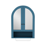 Wall Mounted Arched Cabinet With Mirrored Doors And Adjustable Shelves For Laundry Room, Bathroom, Kitchen