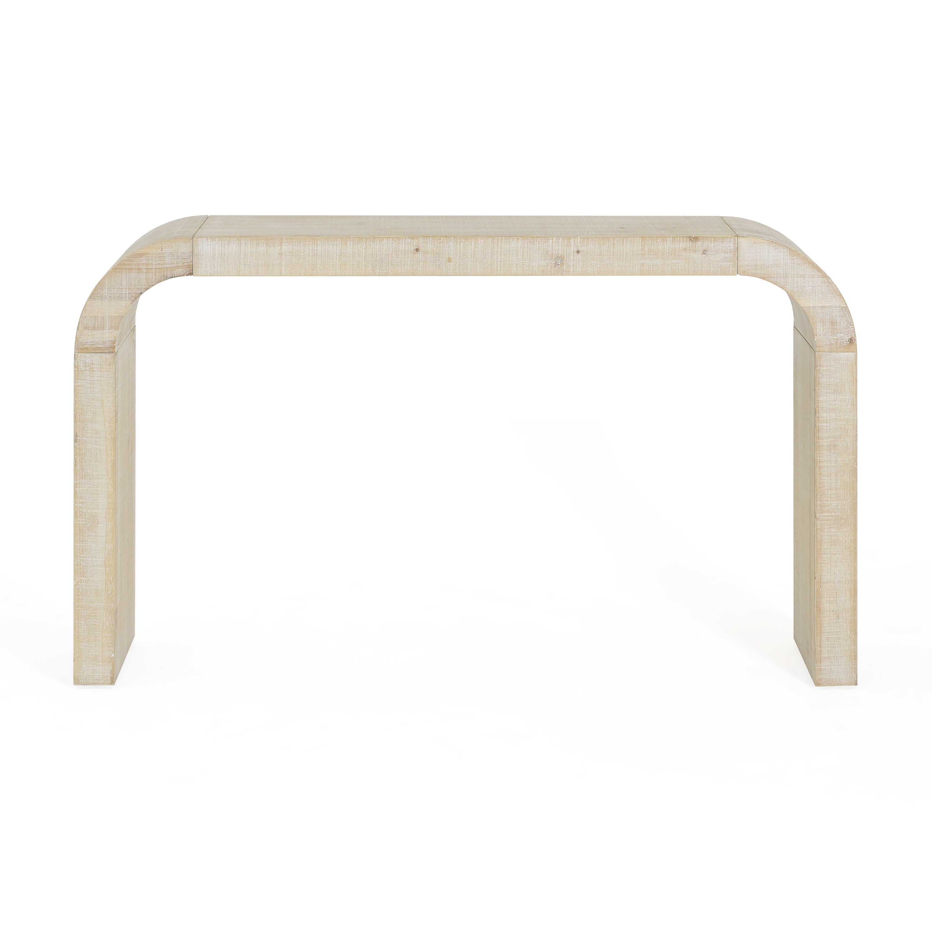 52 Wood Console Table With Curved Edge, Natural Texture, Perfect For Entryways And Living Rooms