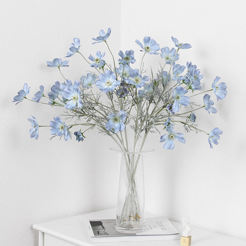 Artificial Flower Cosmos Gray Blue Dining Table Living Room Home Decoration Flower