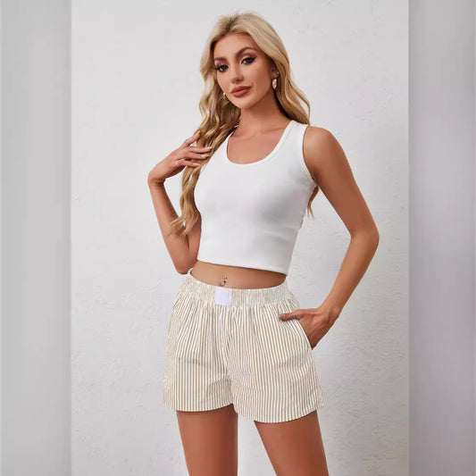 Fashion Individual Casual Striped Shorts For Women