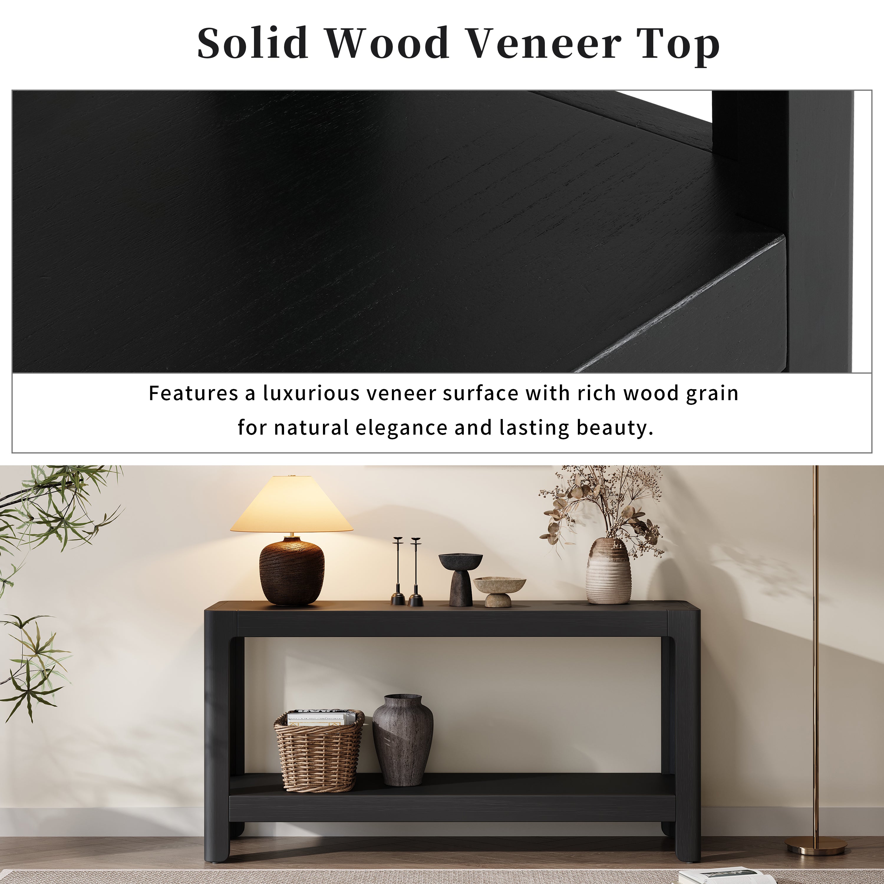 Mirod Modern Farmhouse Console Table,Elegant Minimalist Design With Premium Wood Veneer And Rounded Corners