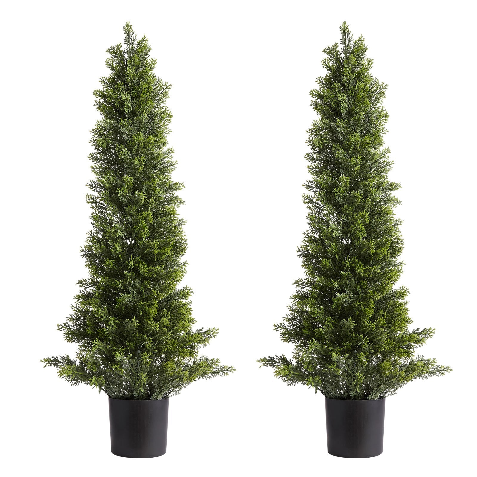 Artificial Topiary Cedar Trees, 36 Inch 2 Set Faux Pine Shrubs Plants, Fake Silk Tree Look Real, Easy Assembly For Decor Front Porch Outdoor Patio Garden Balcony Backyard Indoor Office