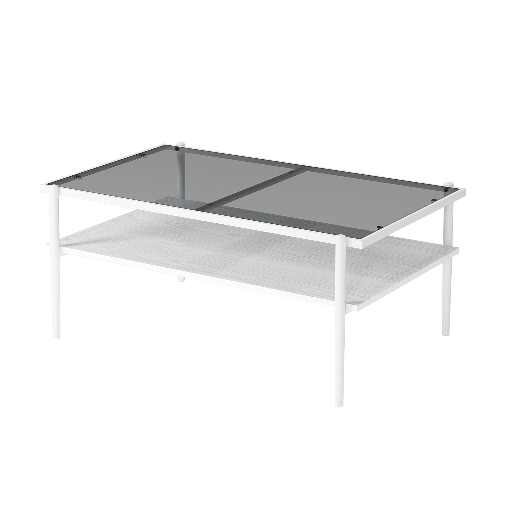 Coffee Table And End Tables Set Of 3, Tempered Glass Table With MDF Layer, Modern Tables For Living Room , Gray Glass