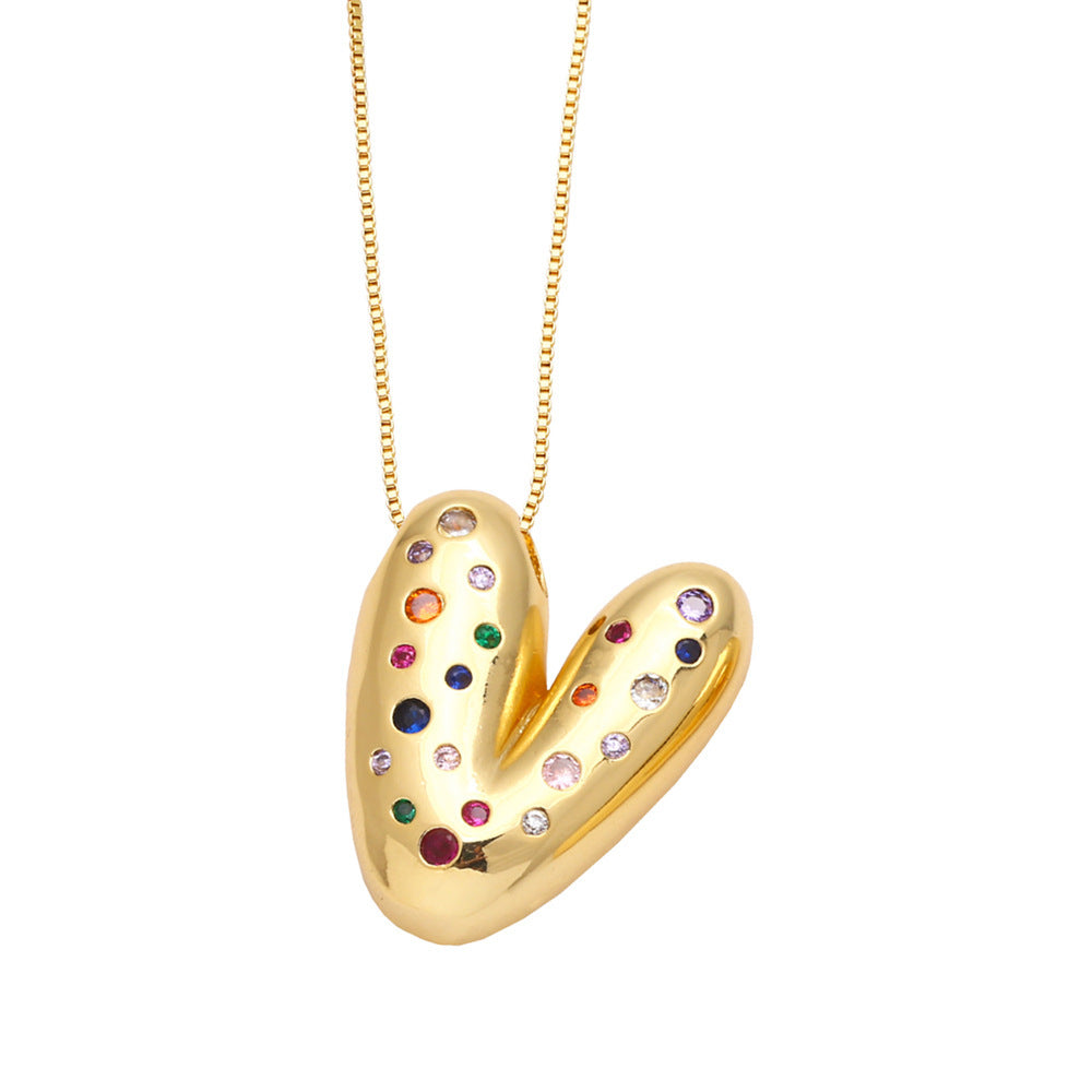 26 English Letter Necklace Gold-plated Inlaid Color