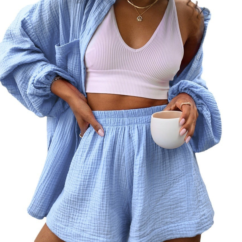 Cotton Pajamas Two-piece Loose Casual And Comfortable Breathable Ladies' Homewear