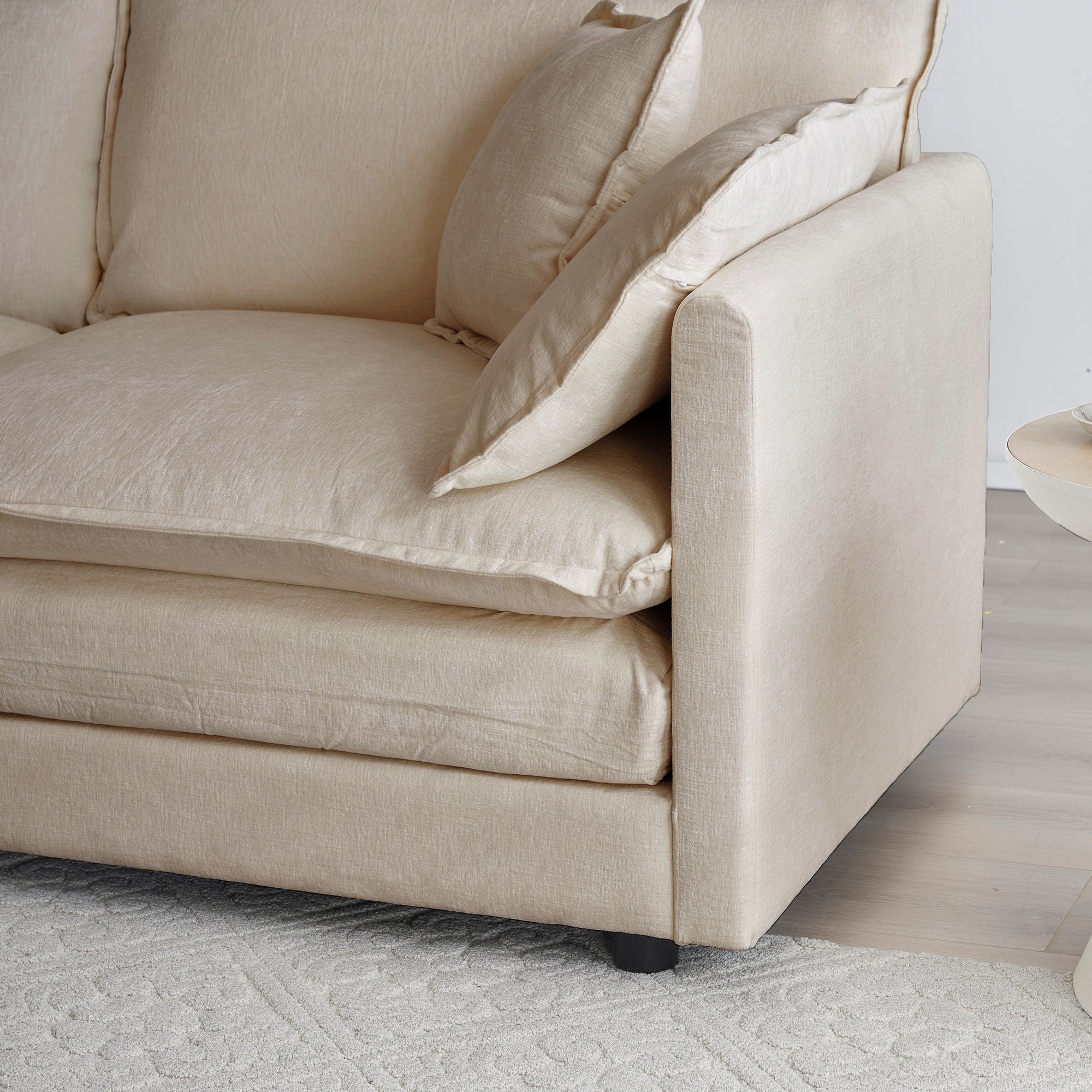 3 Piece Sofa Set Oversized Sofa Comfy Sofa Couch, 2 Pieces Of 2 Seater And 1 Piece Of 3 Seater Sofa  For Living Room, Deep Seat Sofa Beige Chenille