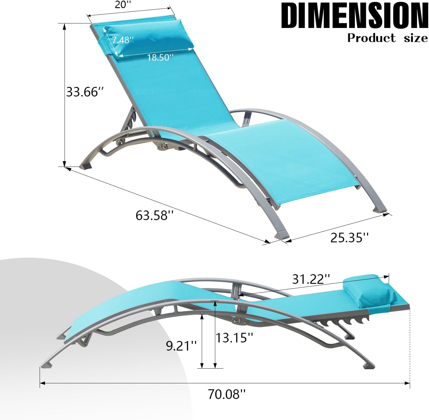 Pool Lounge Chairs Set Of 2-Lake Blue  2 Lounge Chairs