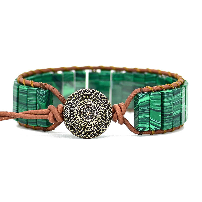 Bohemian Handwoven Natural Malachite Bracelet