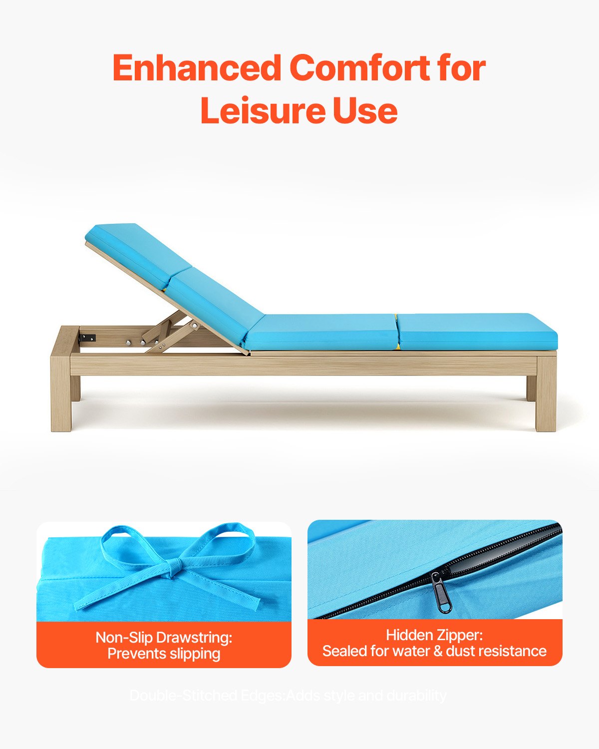 Set Of 2 Outdoor Chaise Lounge Chair Cushions 72 X 21 In Waterproof Thick