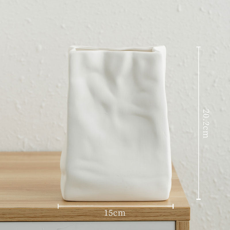 Paper Bag Nordic Ceramic White Vase