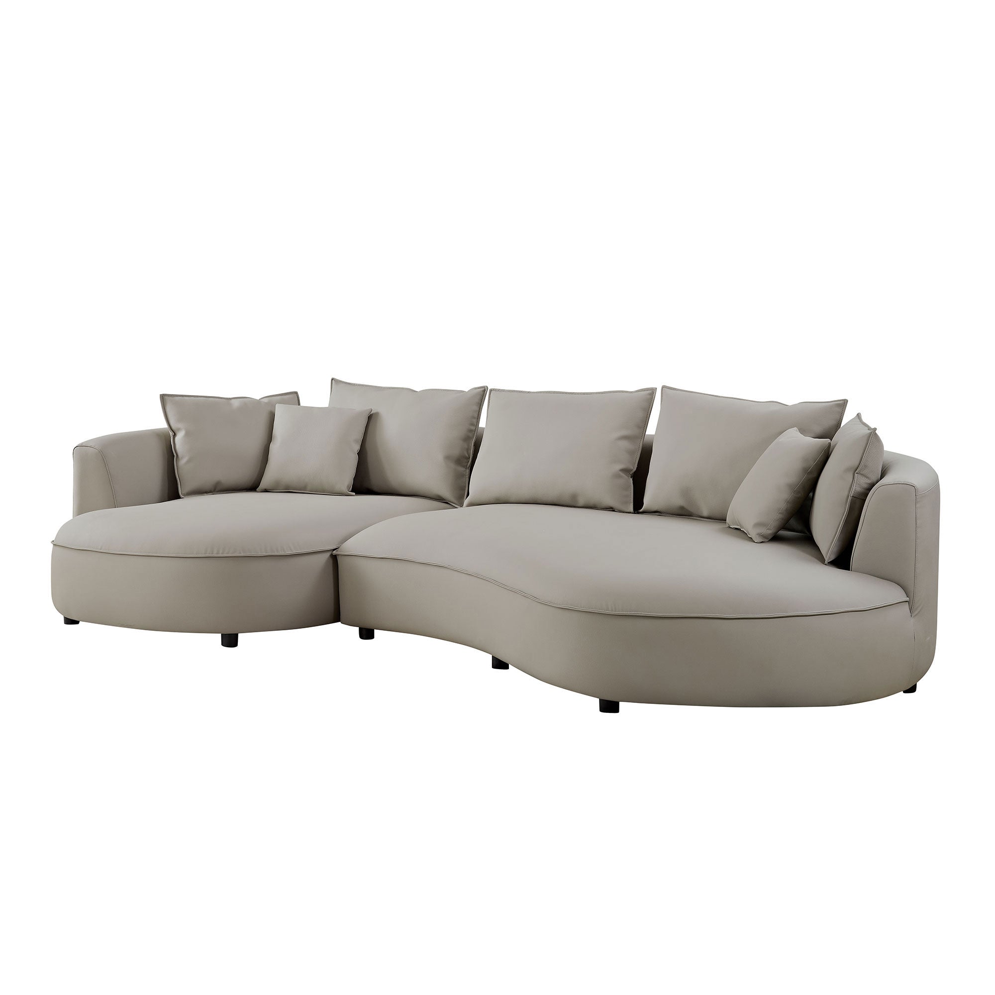 Modern Sectional Curved Sofa Couch For Living Room,Upholstered 5-Seat Sofa Couch Eco-leather Couch Set For Apartment Office,Light Grey