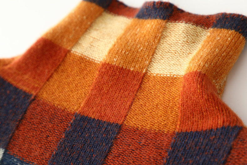 Gorgeous Color Checkerboard Wool Sweater