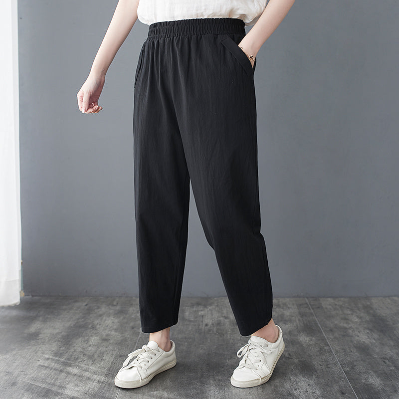 Loose Harem Casual Cotton And Linen Thin Cropped Pants