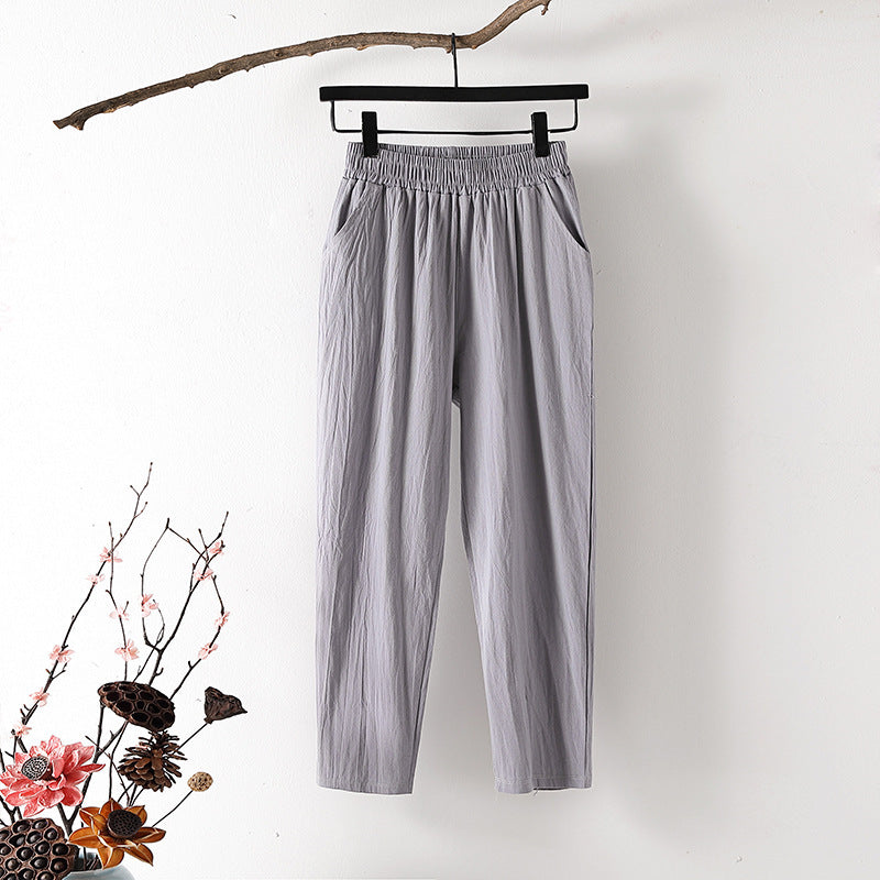 Women's Thin Radish Nine Points Cotton Linen Harem Pants