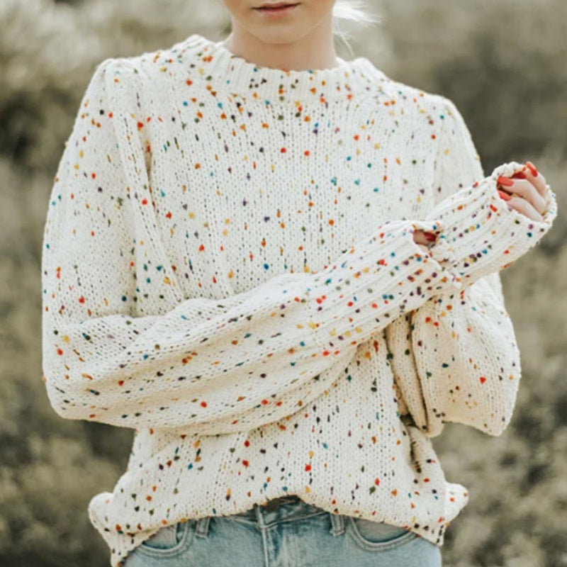 Casual Style Polka Dot Thermal Knitting Sweater For Women