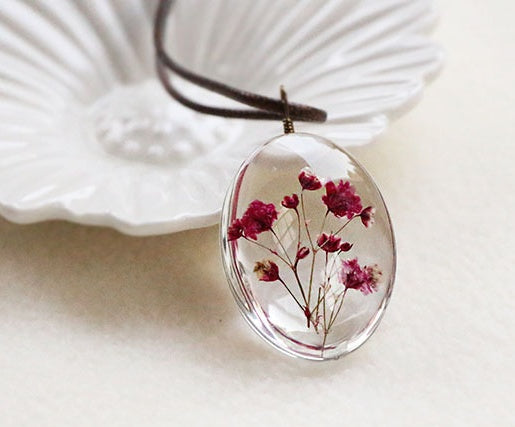 Hand-dried Flower Necklace Gypsophila Plant Creative Pendant