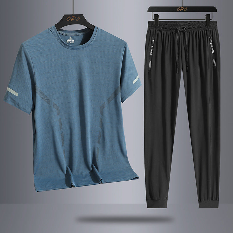 Men's Casual Elastic Short Sleeved Pants Set