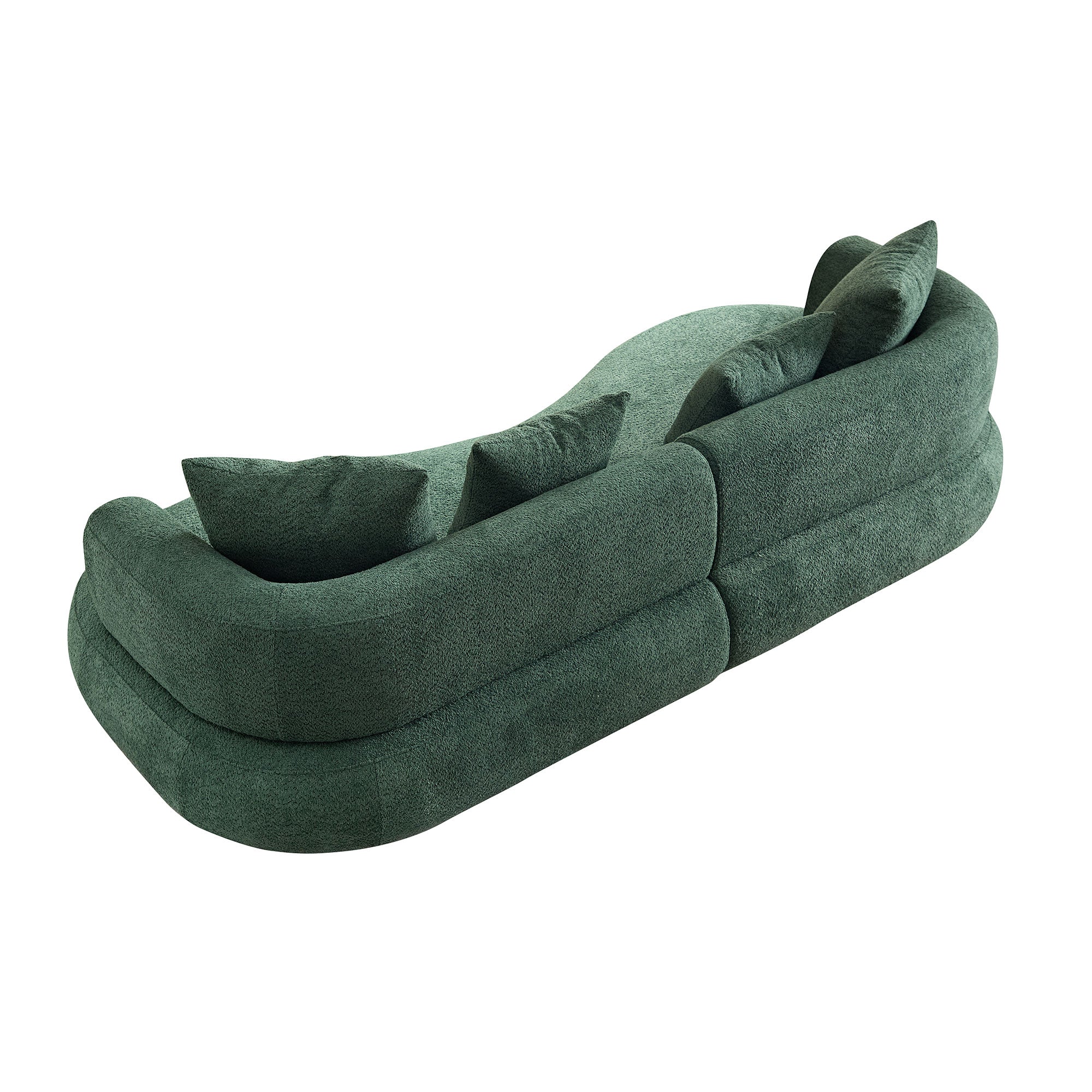 102.36 Inch Mid Century Modern Sectional Curved Sofa Couch, Comfy Sofa For Living Room,Upholstered 4-Seat Sofa Boucle Fabric Cream Style Couch For Apartment,Green