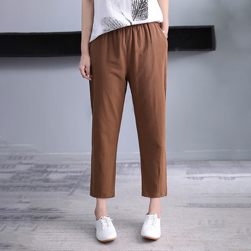 Women's Thin Radish Nine Points Cotton Linen Harem Pants