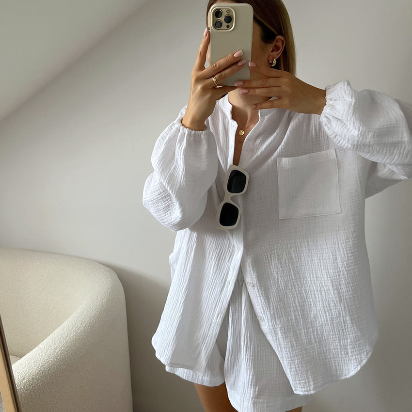 Cotton Pajamas Two-piece Loose Casual And Comfortable Breathable Ladies' Homewear