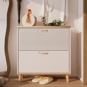 Shoes Storage Cabinet For Entryway Narrow Shoe Rack Cabinet Shoe Cabinet With 2 Flip Drawers Freestanding Shoe Organizer With Natural Wood Legs Slim Entryway Storage Organizer For 8- 16 Pairs