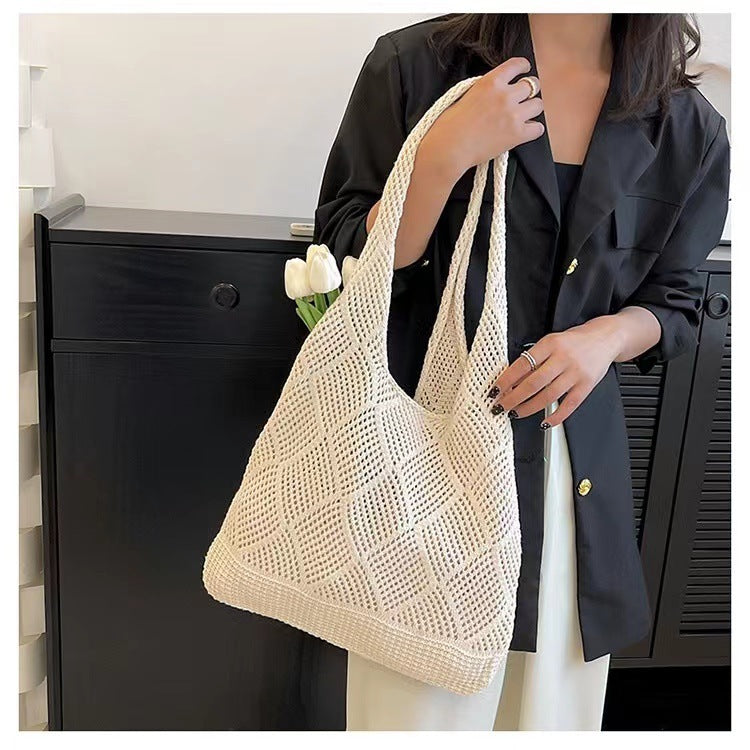 Solid Color Bag Knitted Bags Hollow Woven Bag