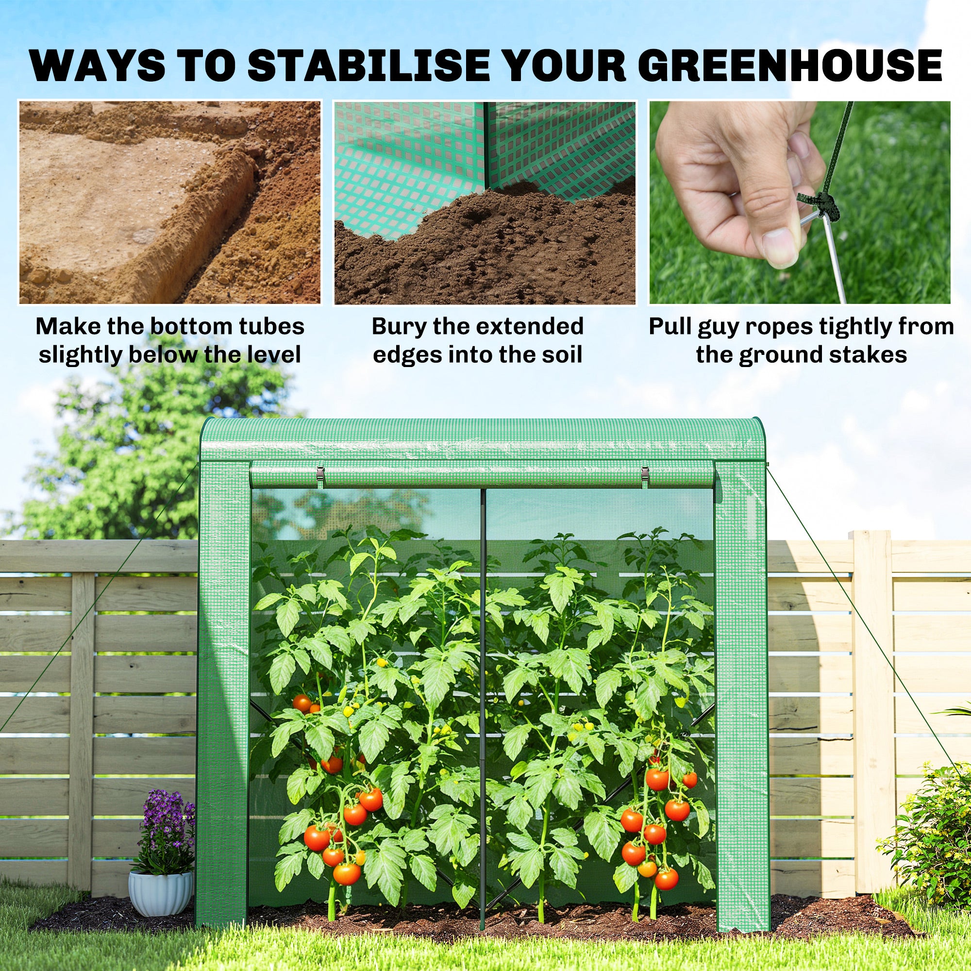 Mini Greenhouse, Portable Greenhouse with Roll-Up Door and 2 Mesh Windows, PE Cover, 78.7" x 29.5" x 74", Green