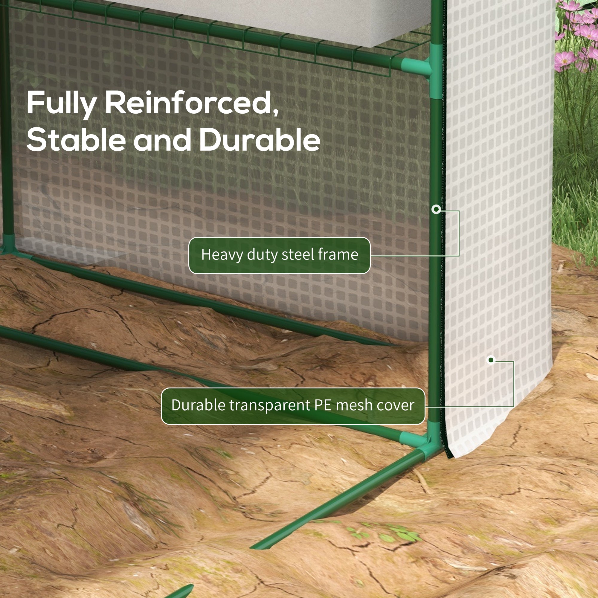 8' x 6' x 7' Portable Walk in Greenhouse with Mesh, Door, Windows, 18 Shelf, Trellis, Plant Labels, White