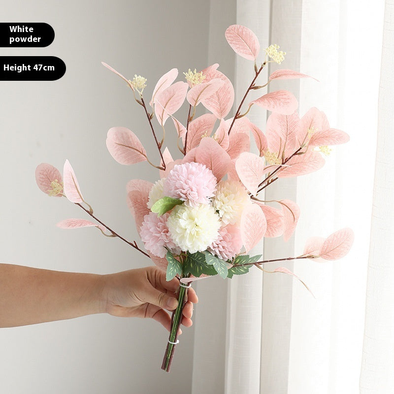 Home Decoration Essential Eucalyptus Leaves Chrysanthemum Bouquet Multi-color Optional Artificial Flower