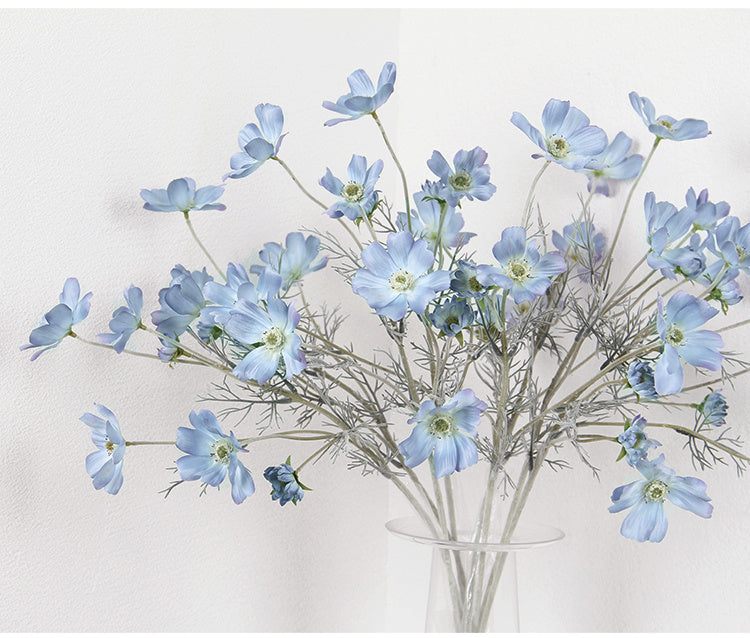 Artificial Flower Cosmos Gray Blue Dining Table Living Room Home Decoration Flower