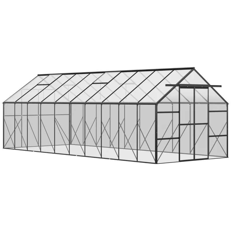 Aluminum Greenhouse Polycarbonate Walk-in Garden Greenhouse Kit With Adjustable Roof Vent,Multiple Packages Shipped. Please Pay Attention To The Dimensions And Weight In The Details.