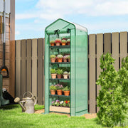 Mini Greenhouse with Screen Roof, 5 Tier Portable Small Greenhouse with High Strength PE Cover, Green