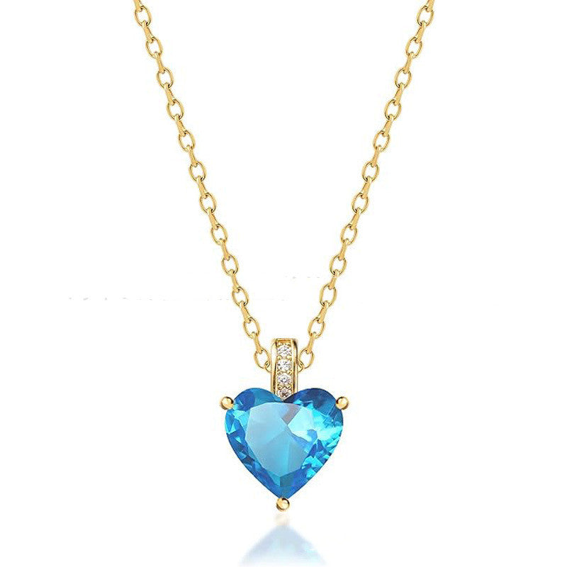 Women's Twelve Birthstone Fashion Simple Pendant Necklace