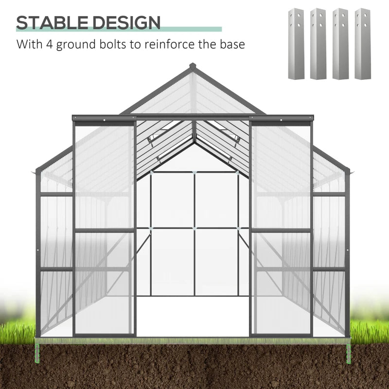 Aluminum Greenhouse Polycarbonate Walk-in Garden Greenhouse Kit With Adjustable Roof Vent,Multiple Packages Shipped. Please Pay Attention To The Dimensions And Weight In The Details.
