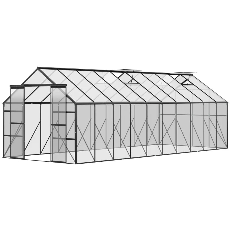 Aluminum Greenhouse Polycarbonate Walk-in Garden Greenhouse Kit With Adjustable Roof Vent,Multiple Packages Shipped. Please Pay Attention To The Dimensions And Weight In The Details.