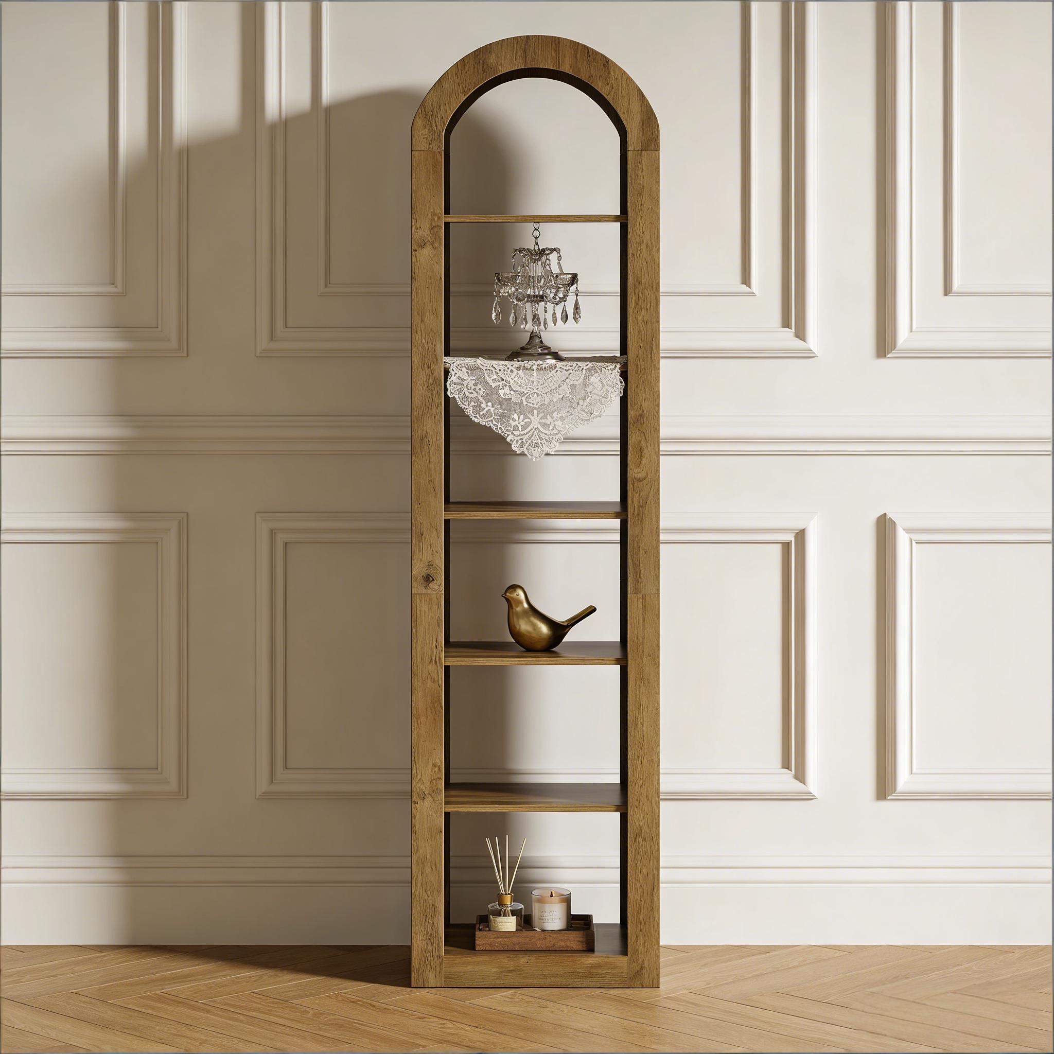 Open Bookcase,Arched Display Shelf