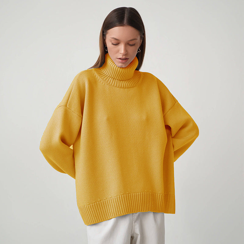 Solid Color Turtleneck Comfortable Loose Pullover Women's Sweater