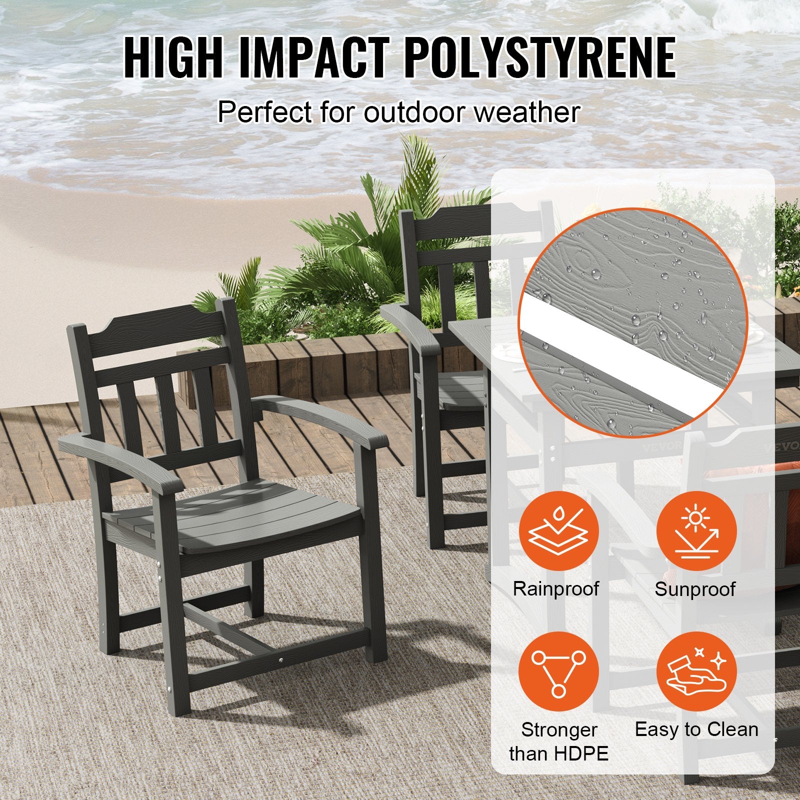 5 Pieces Patio Dining Set, Outdoor Square Furniture Table And Chairs, All Weather Garden Furniture Table Sets, HIPS Small Patio Conversation Set, For Lawn, Deck, Backyard, Poolside, Light Gray