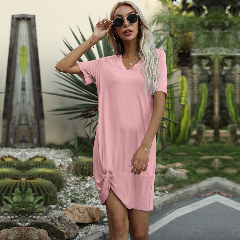 Casual Twist T-shirt Dress For Women