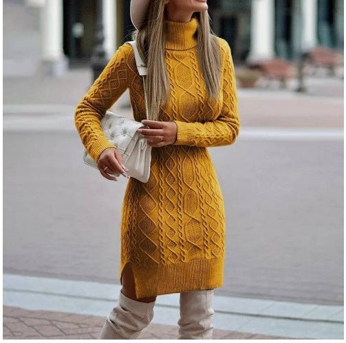 Solid Color Split Twist Mid-length Sweater Women's Skirt