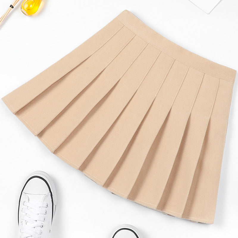 Autumn And Winter Pleated Skirt Solid Color Woolen Winter Skirt